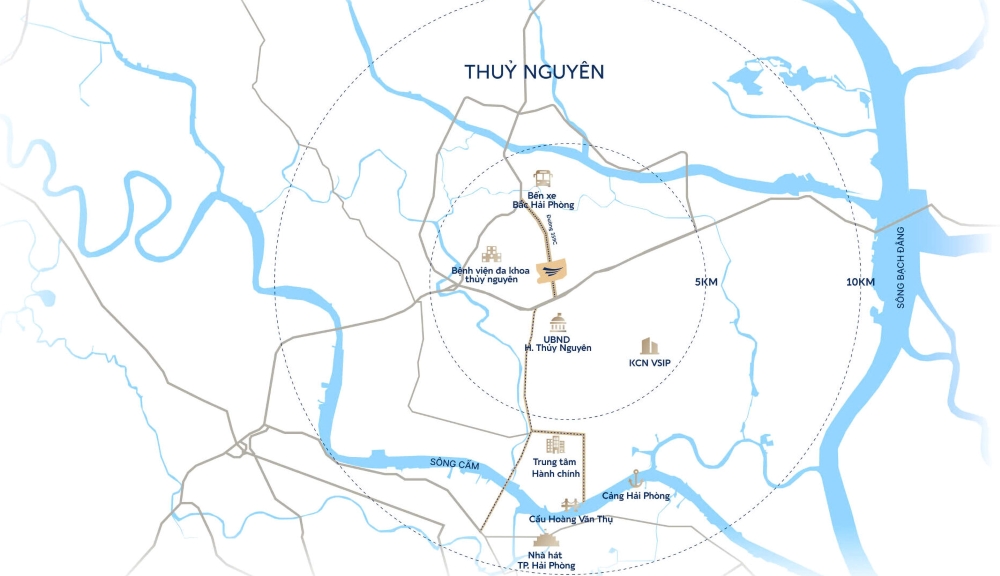 Vị trí dự án Vlasta Thủy Nguyên Hải Phòng – Trung tâm kết nối hiện hữu trên trục đường 359C