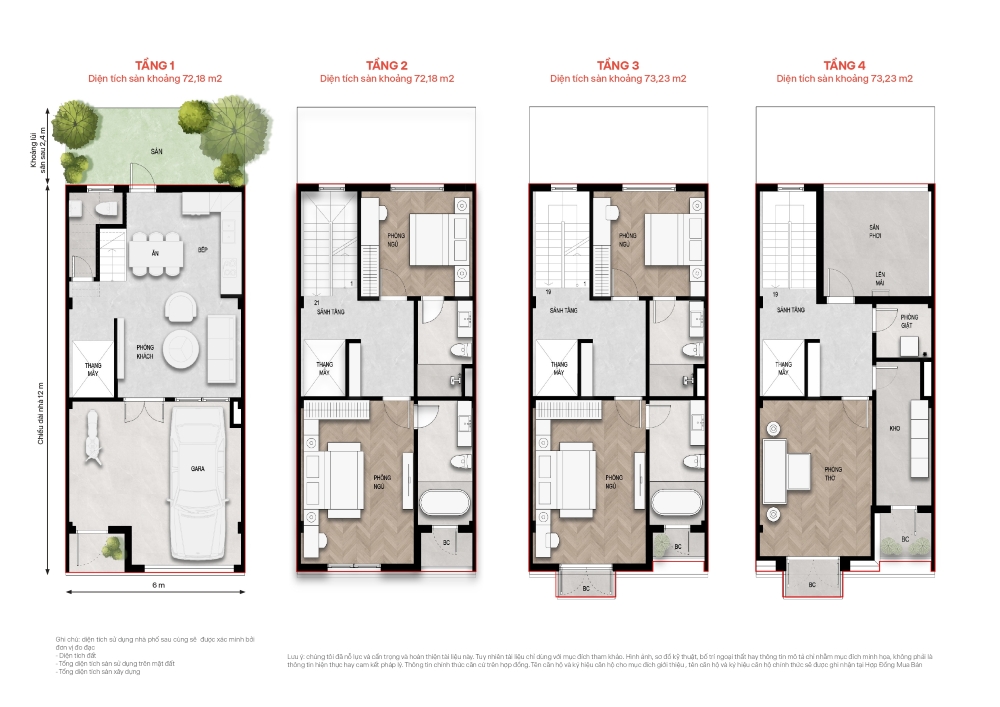 Mặt bằng điển hình căn liền kề 87m² Vlasta Thủy Nguyên